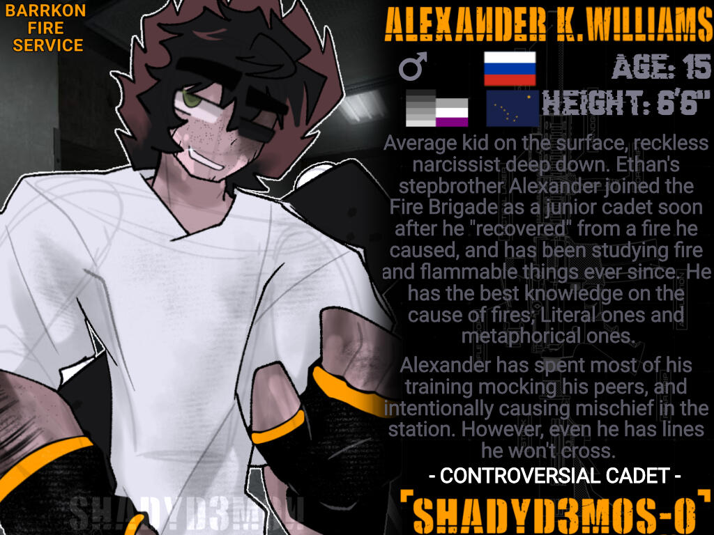 Updated bio, 2025 (this drawing of him is shit)
